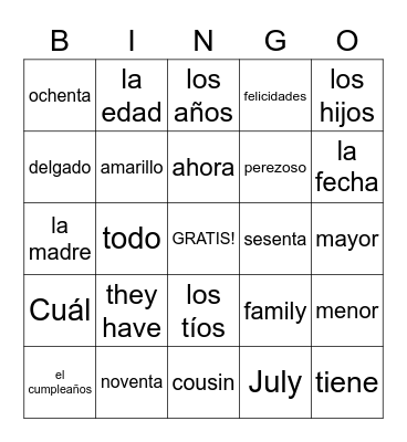 Ch 4 Review Bingo Card