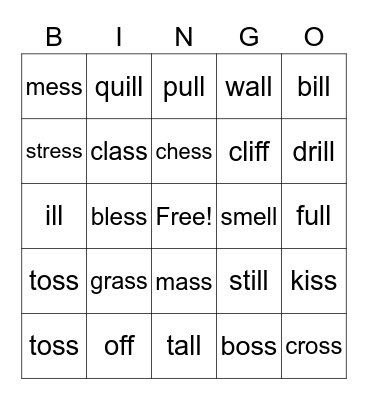 Fundations - Bonus Letters and 'all' Bingo Card