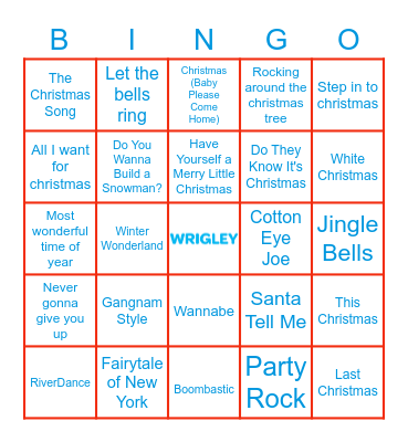 Wrigley's Crimbo Bingo Card