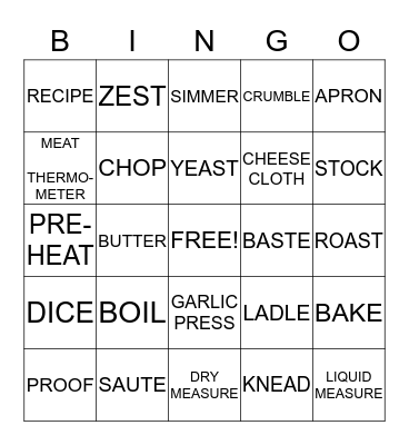 HOME ECONOMICS Bingo Card