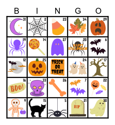 NCCC Halloween Bingo Night Bingo Card