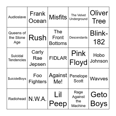 What music do we have in common? Bingo Card