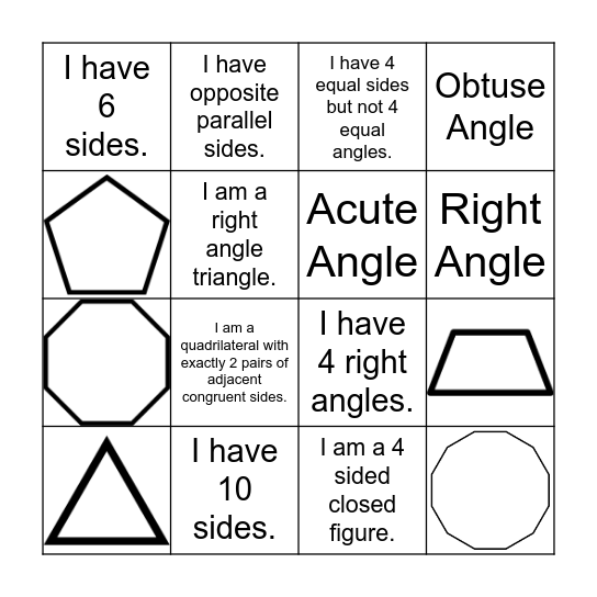 MATH BINGO Card