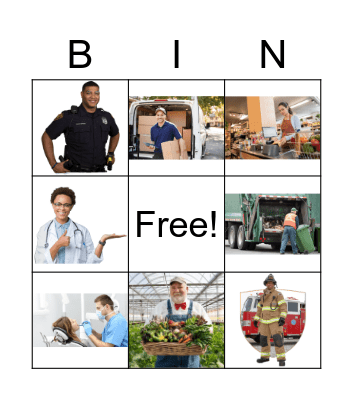 Community Helpers BIN Bingo Card