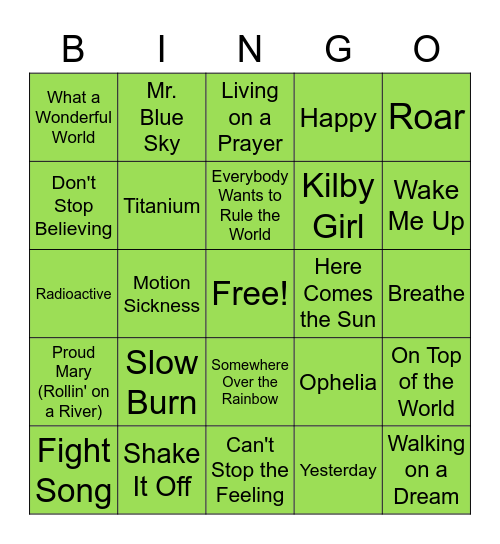 Musical Bingo! Bingo Card