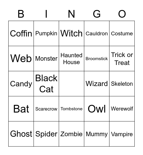 Halloween Bingo Card