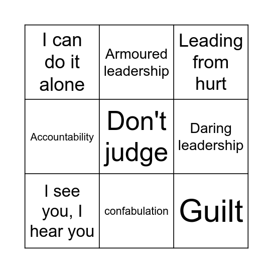 Dare to Lead Bingo Card