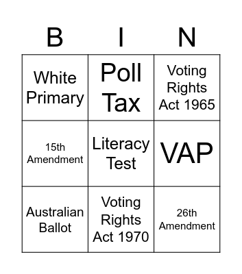 Voting Bingo Card