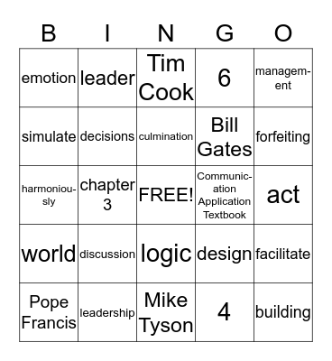 Chapter 3 Bingo Card