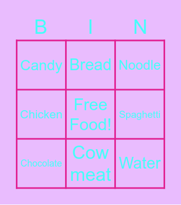 Food Bingo! Bingo Card