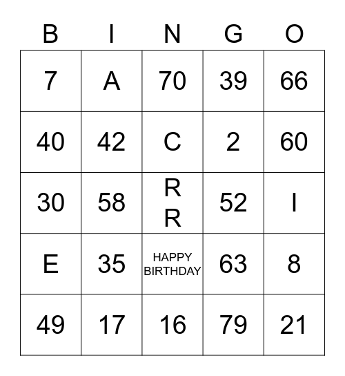 Bingo Card
