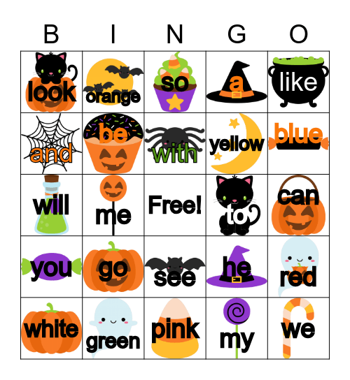 Kindergarten Halloween Bingo Card