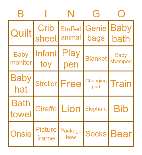 Jordan's Gift Bingo Card
