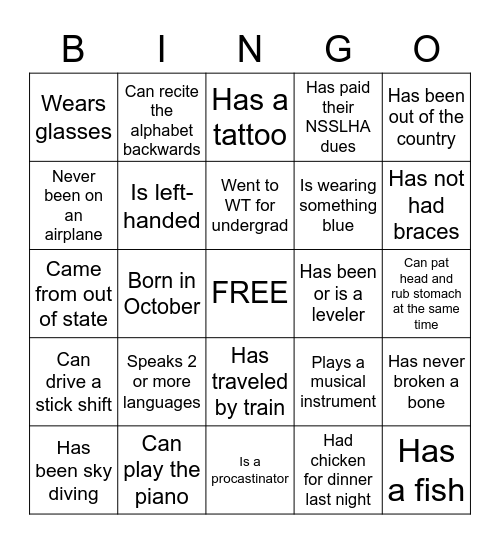 NSSLHA Bingo Card