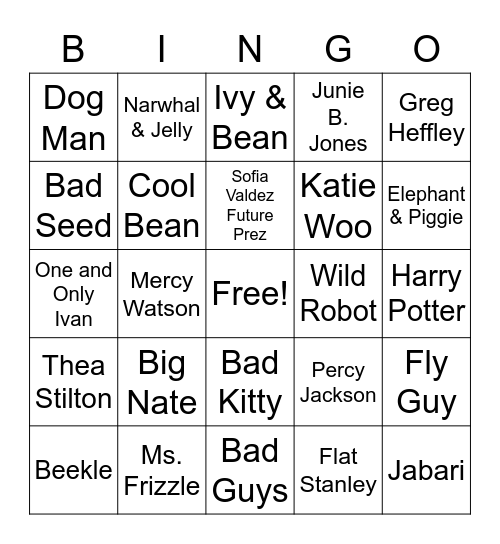 Favorite Books Bingo Card