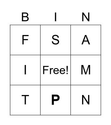 Uppercase Letters Bingo Card