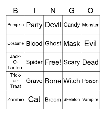 ASL Halloween Bingo Card