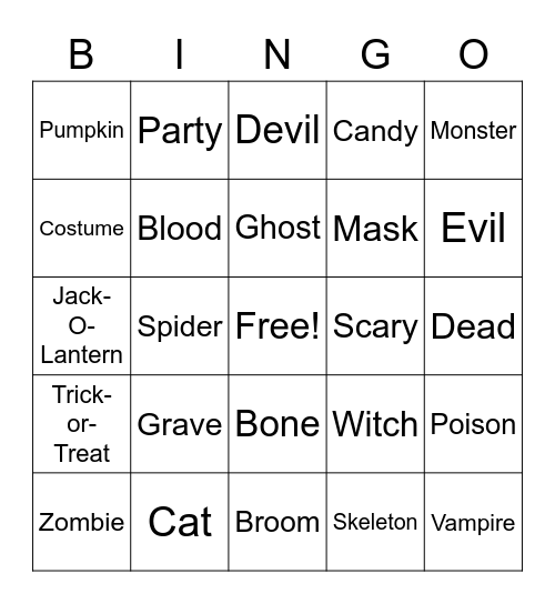 ASL Halloween Bingo Card