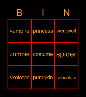 Halloween Bingo Card