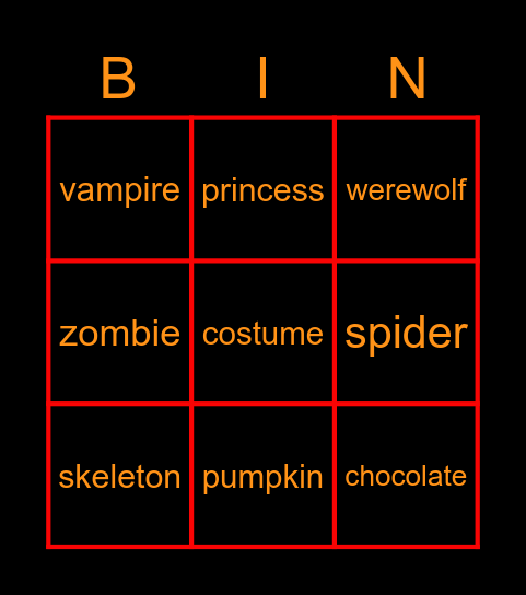 Halloween Bingo Card