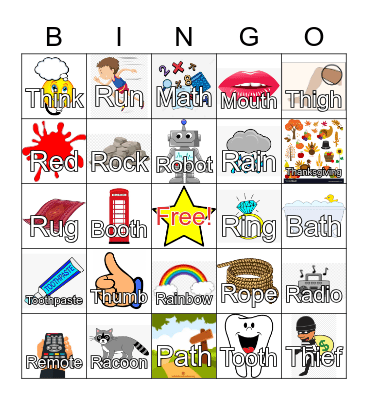 prevocalic /r/ and voiceless /th/ bingo Card