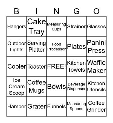 Bridal Shower Bingo Card