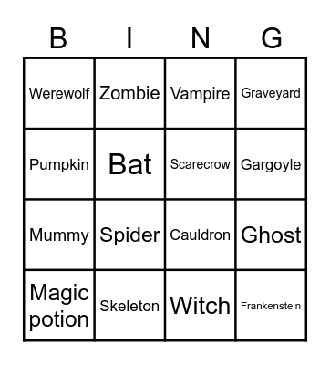 Halloween Bingo Card