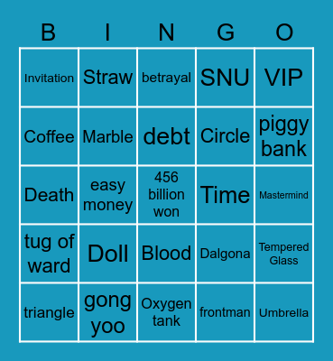 #FASquidGamesAndChill2021 Bingo Card