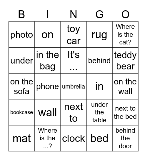 Speaking & Reading Unit 7 Bingo Card