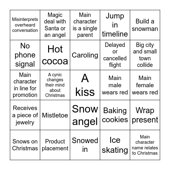 Hallmark Bingo Card