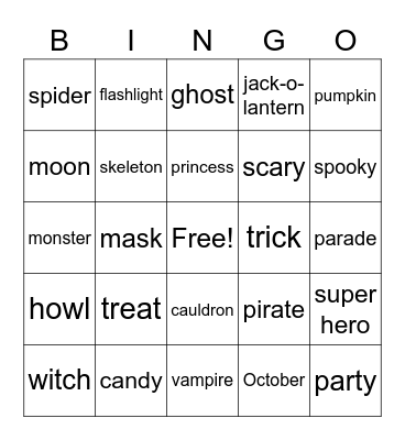 Halloween Bingo Card