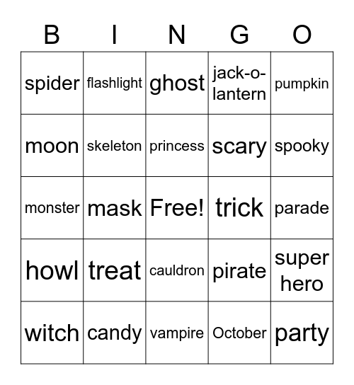 Halloween Bingo Card