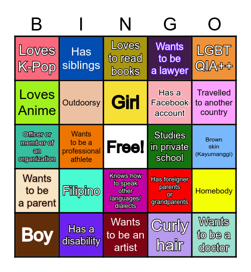 I D E N T I T Y Bingo Card