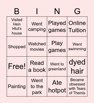 Holiday Bingo Card