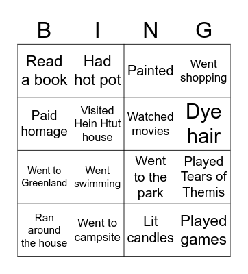 Holiday Bingo Card