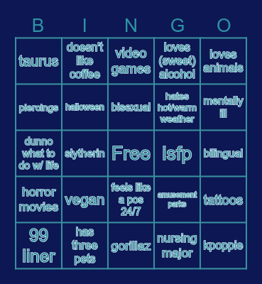 oliver's bingo Card