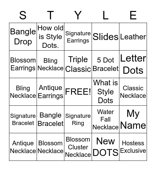 STYLE DOTS Bingo Card