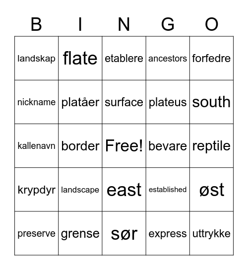 Week 43 Bingo Card