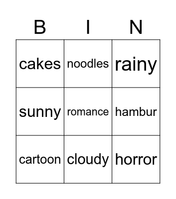 Nhật Vy Bingo Card