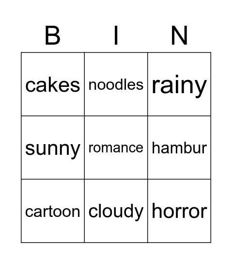 Nhật Vy Bingo Card