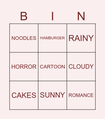 TỪ THANH TUYỀN Bingo Card