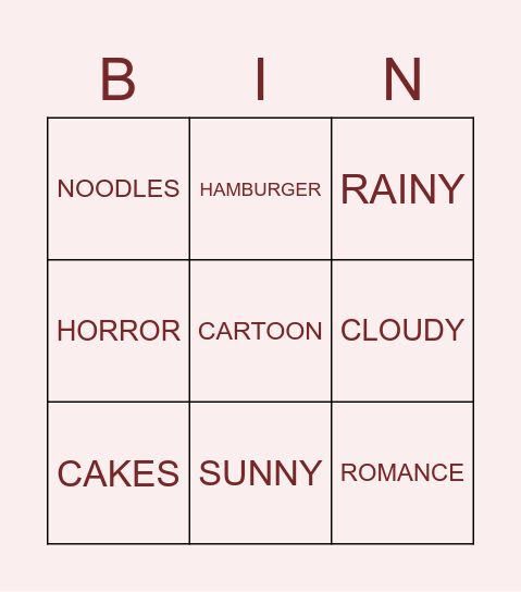 TỪ THANH TUYỀN Bingo Card
