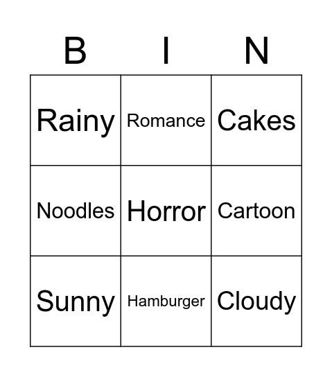 Untitled Bingo Card