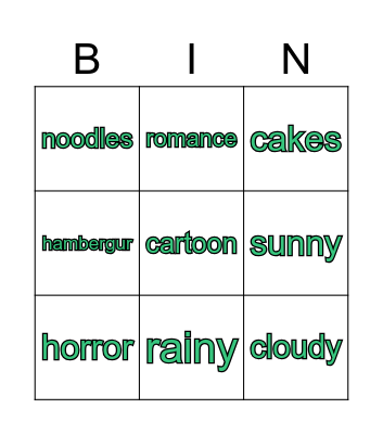 DO LE PHUONG UYEN Bingo Card