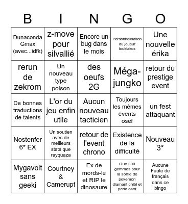 Pokemon Bruh ''s''Ex Bingo Card