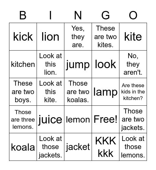 Starter A Revision JKL Bingo Card