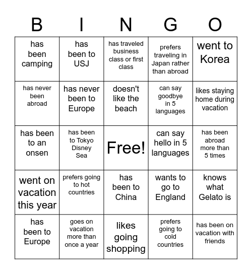 Find Someone Who... Bingo Card