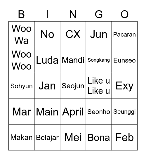 Mr. BF Bingo Card