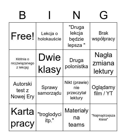 Bingo Polski Bingo Card