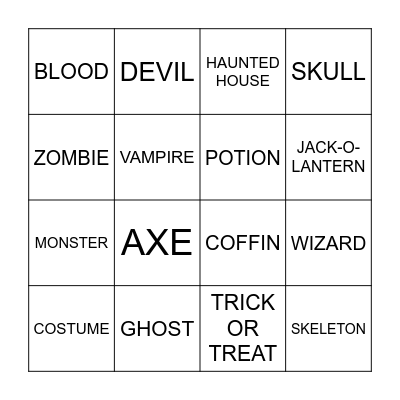 Halloween Bingo Card